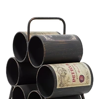 14" Black Metal Industrial Wine Holder Rack