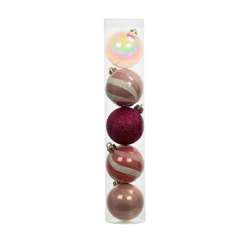 5 Pack 2.2" Holly Jolly Shatterproof Ball Ornaments by Ashland®