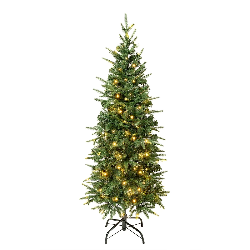 4.5ft. Pre-Lit Feel-Real® Duxbury Slim Artificial Christmas Tree, Warm White LED Lights