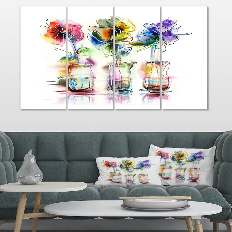 Designart - Abstract Flowers in Glass Vases