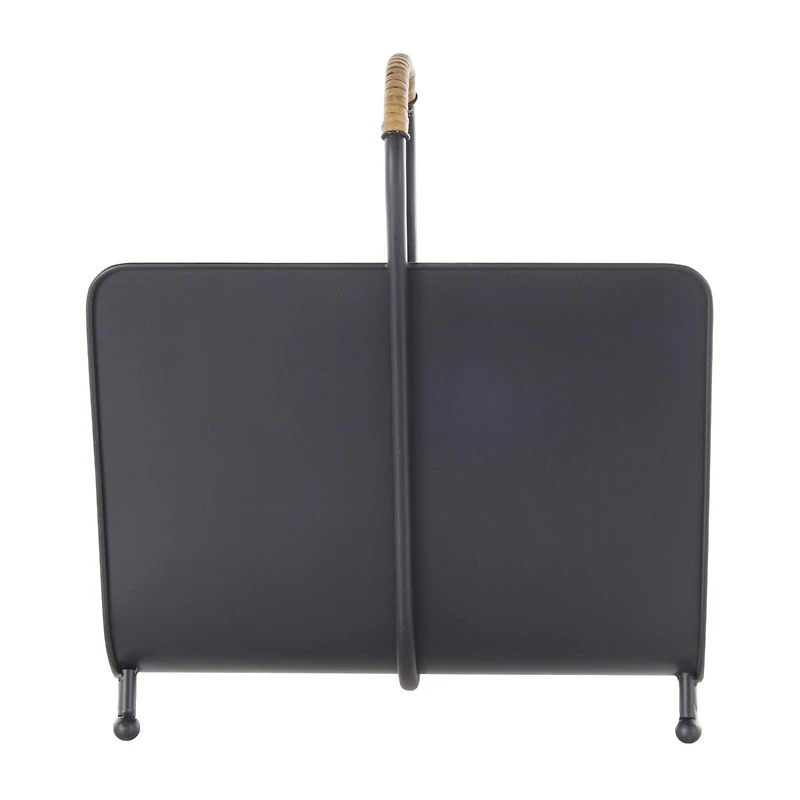 15" Black Metal Modern Decorative Magazine Holder with Loop Shaped Handle