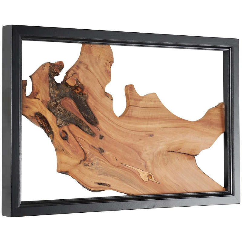 Abstract Handmade Live Edge Wood Slab Wall Décor with Black Frame