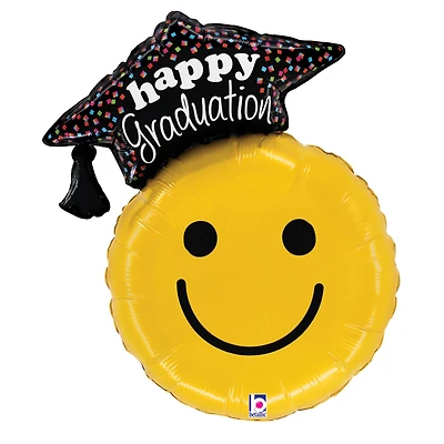 26" Graduation Smiley Shaped Foil Balloon