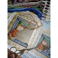 MP Studia Cat In The Window Cross Stitch On Wood Kit