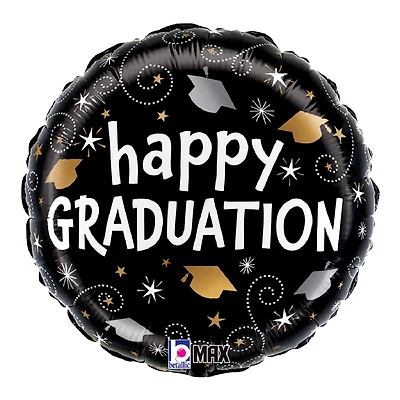 18" Graduation Swirls MAX Float Round Foil Balloon
