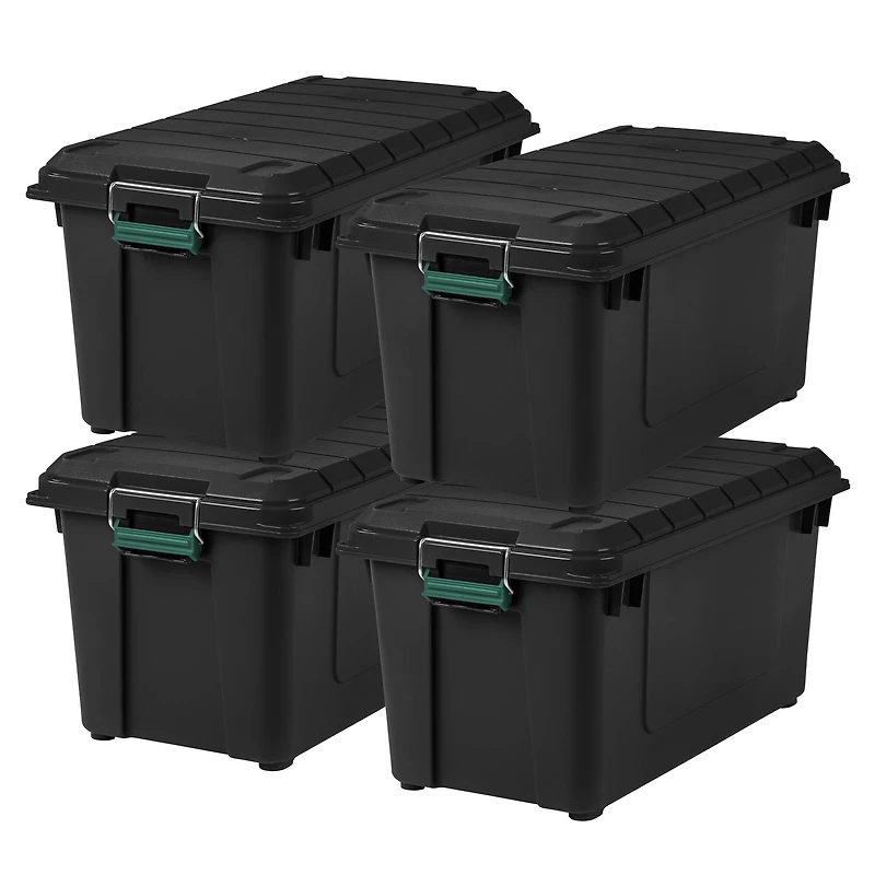 IRIS® Remington® 82qt. Black Store-It-All Utility Totes with Buckle Lids, 4ct.