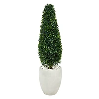 3.5ft. Boxwood Tower Topiary Tree in White Planter