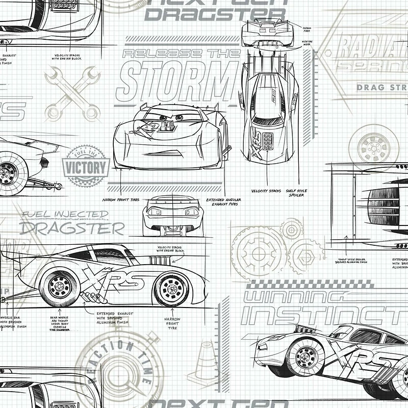 RoomMates Disney® Pixar Cars Schematic Peel & Stick Wallpaper