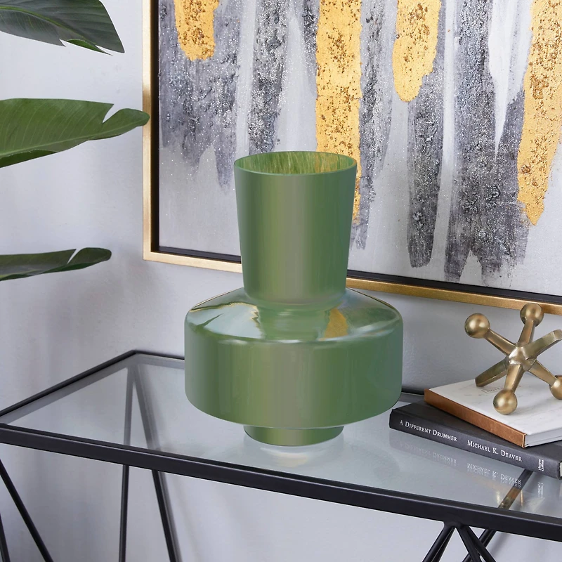 The Novogratz 12" Jade Green Magician's Hat Modern Glass Vase