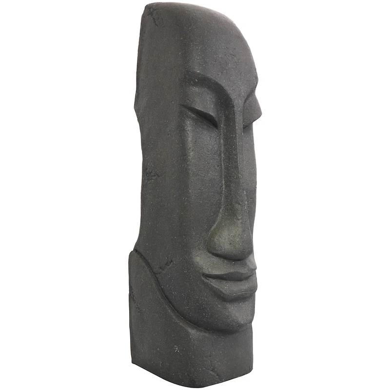 31" Black Tall Distressed Totem Face Sculpture