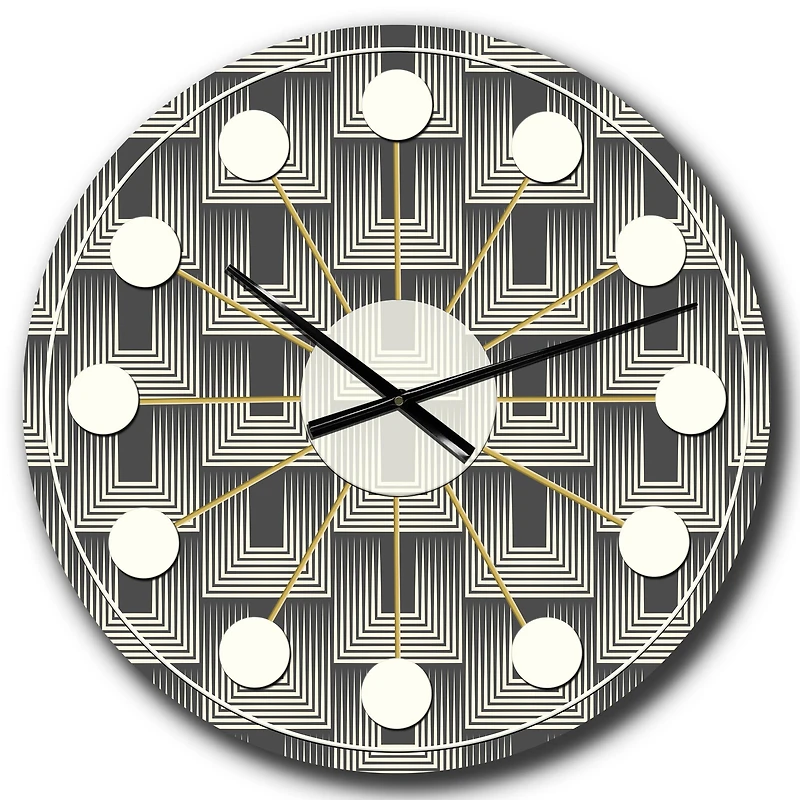 Designart 'Mimimal Black And White Design I Mid-Century Modern Wall Clock