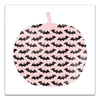 Pink & Black Bat Pumpkin Canvas Wall Art
