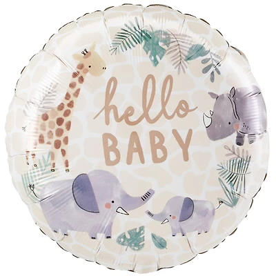 17" Soft Jungle Hello Baby Mylar Balloon