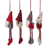 4ct. 8" Red & Gray Plush Gnome Ornaments