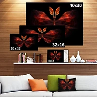 Designart - Red Fractal Butterfly in Dark