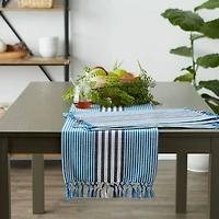 DII® Deep Blue Stripes With Fringe Placemats, 6ct.