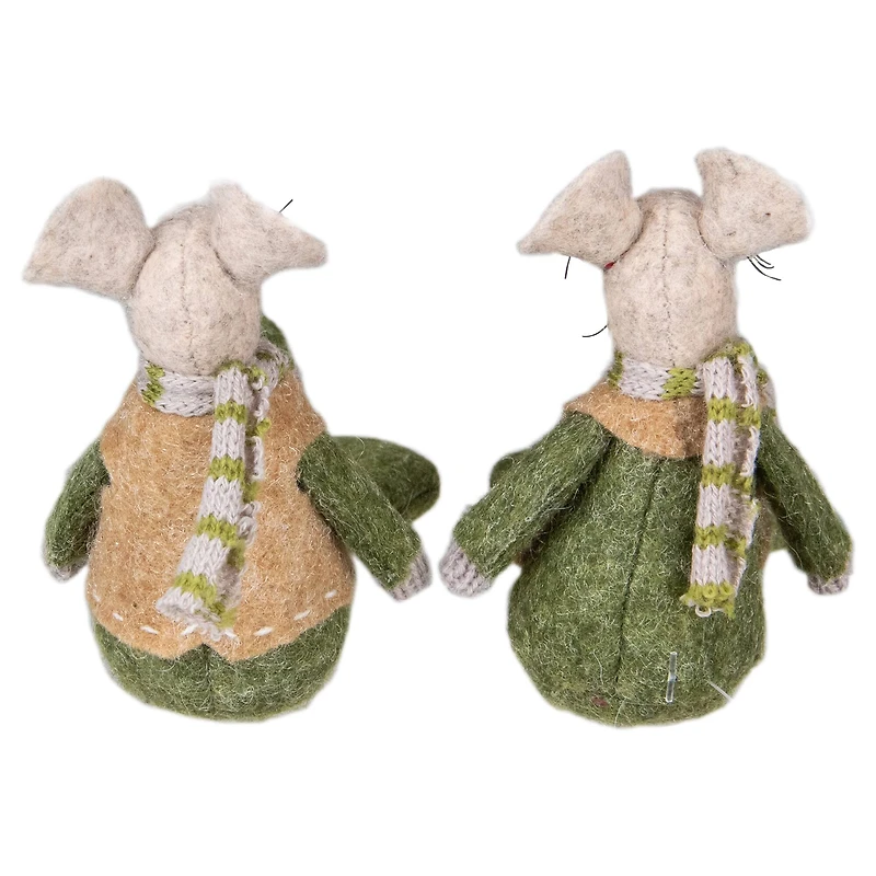 7.5" Boy & Girl Mice Christmas Ornaments Set