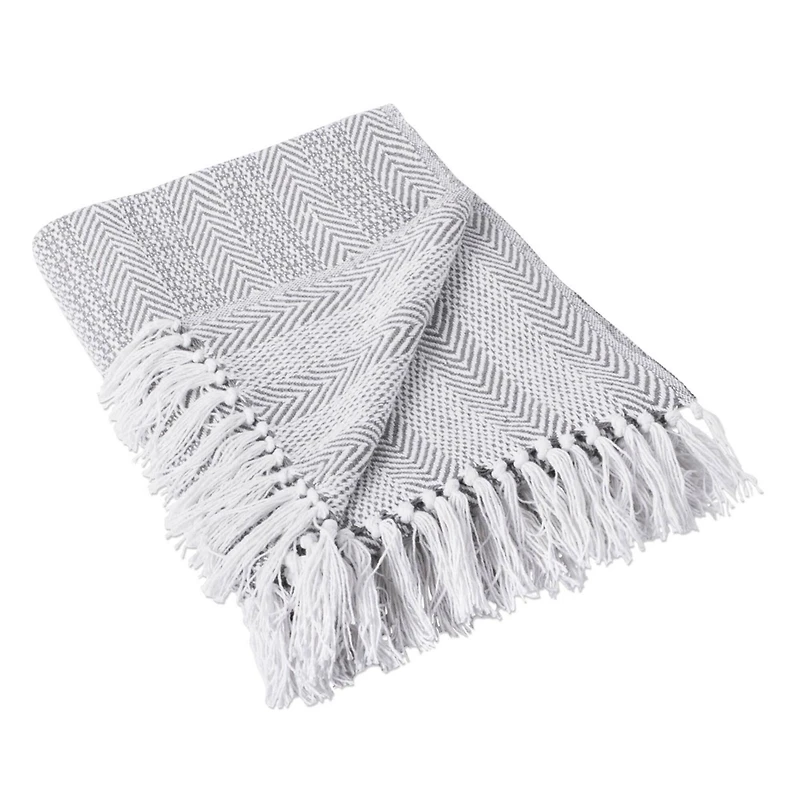 DII® Gray Herringbone Stripe Throw