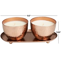 Jasmine Scented Candles in Hammered Copper Bowls Set