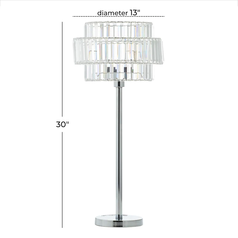 Silver Iron Contemporary Table Lamp, 30" x 13" x 13"