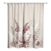 Boho Flowers Mauve Beige 71" x 74" Shower Curtain