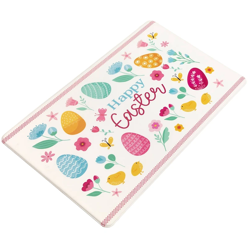 Pastel Eggs & Chicks Happy Easter Kitchen Comfort Mat