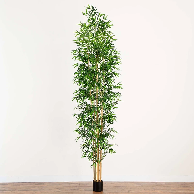 11ft. Green Artificial Bamboo Tree with Real Bamboo Trunks