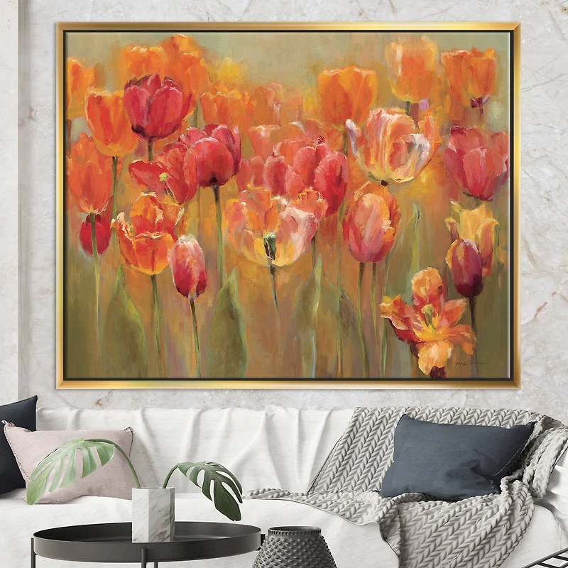 Designart - Red Handpainted Tulips