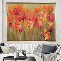 Designart - Red Handpainted Tulips