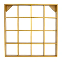 Hello Honey 27.5" Mustard Square Reclaimed Wood & Metal Wall Shelf