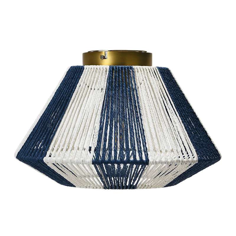Hello Honey® Navy & White Flush Mount Ceiling Light with Woven Paper Rope Shade