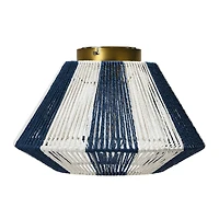 Hello Honey® Navy & White Flush Mount Ceiling Light with Woven Paper Rope Shade
