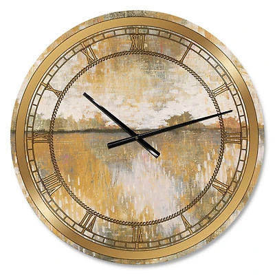 Designart Cream & Brown Curious Sky Glam Wall Clock