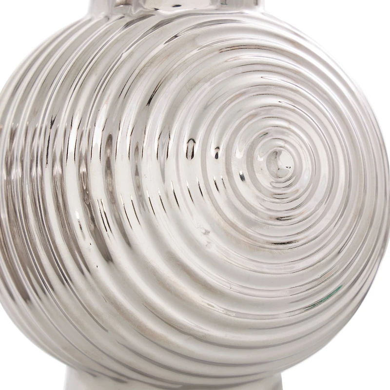 Silver Ceramic Abstract Textured Vase Set