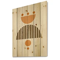 Designart - Abstract Minimal Sun and Moon In Earth Tones II - Modern Print on Natural Pine Wood