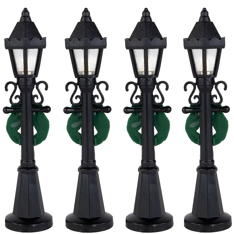 4.75" Christmas Village Lighted Street Lamps, 4ct.