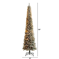 10ft. Pre-Lit Flocked Pencil Artificial Christmas Tree, Clear Lights