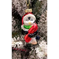 Wizardi 11.81" Festive Penguin Christmas Glass Ornament