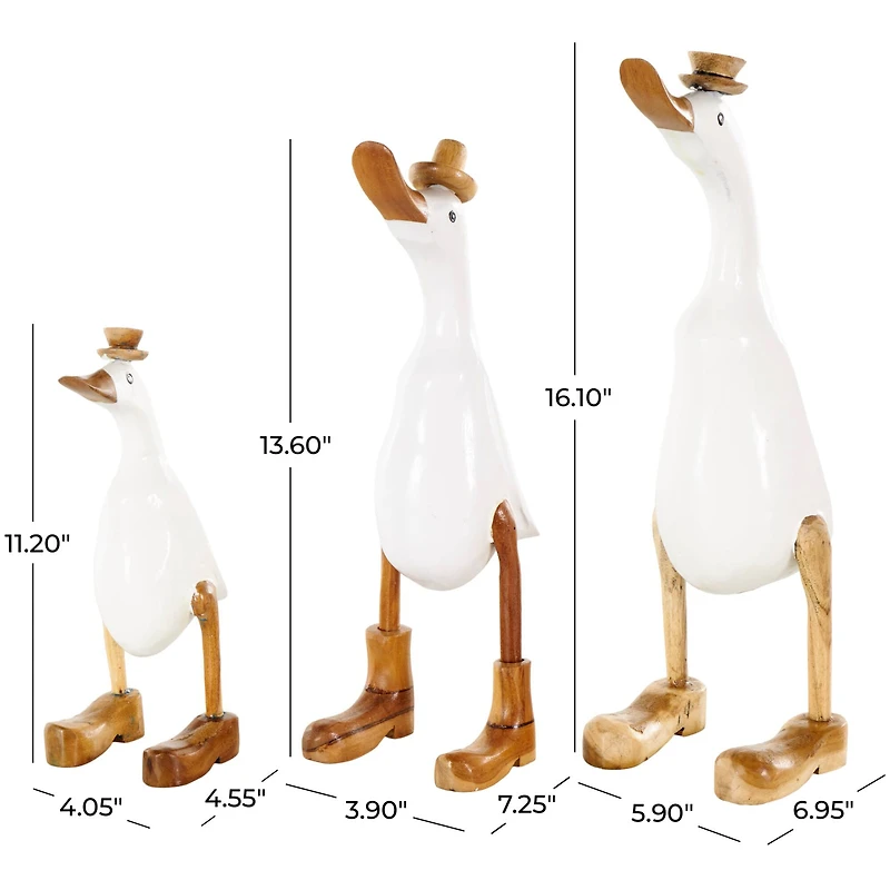 White Bamboo Wood Duck Sculpture Set, 3ct.