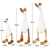 White Bamboo Wood Duck Sculpture Set, 3ct.