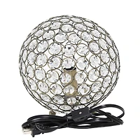 Lalia Home 8" Antique Brass Elipse Crystal Glam Orb Table Lamp