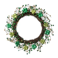 Glitzhome® 20" St. Patrick's Day Shamrock Berry Wreath