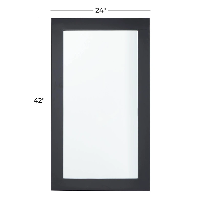 42" Black Rectangle Wood Contemporary Wall Mirror