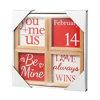 Glitzhome® 4" Valentine's Wooden Block Table Décor Set