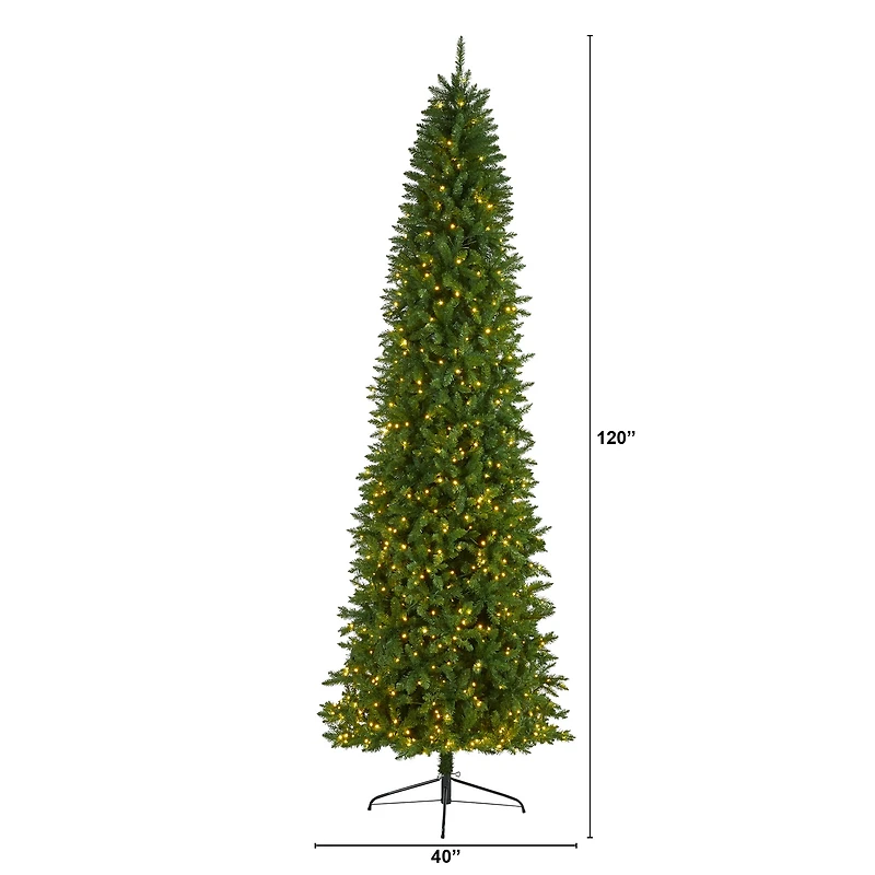 10ft. Pre-Lit Green Mountain Pine Artificial Christmas Tree, Clear LED Lights
