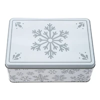 Snowflakes Rectangle Christmas Tin by Makery™