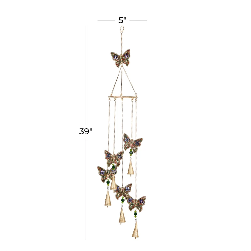 Gold Butterflies Metal Eclectic Windchime