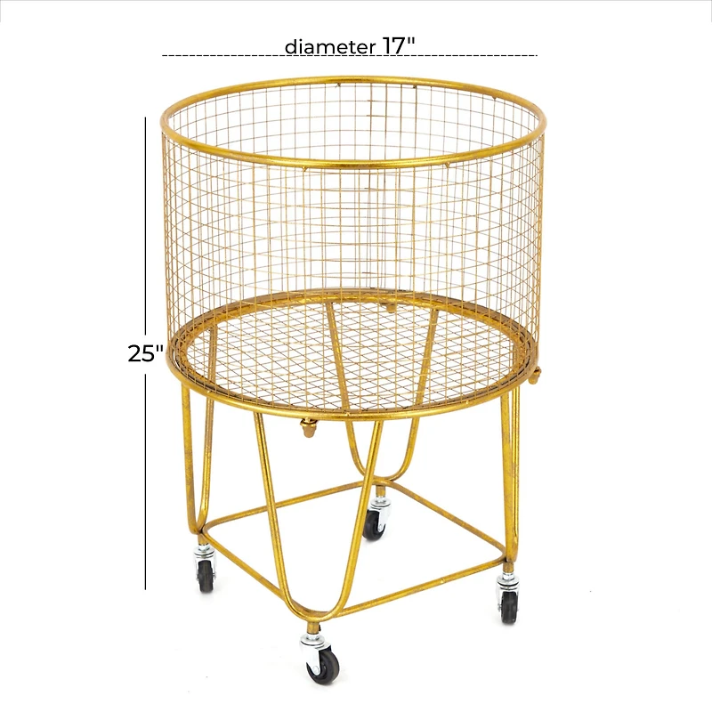 24" Gold Iron Glam Storage Cart