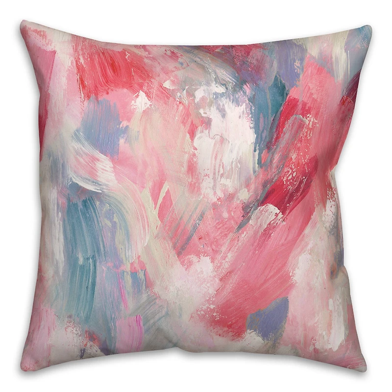 18" Abstract Painterly Pink Spun Poly Pillow