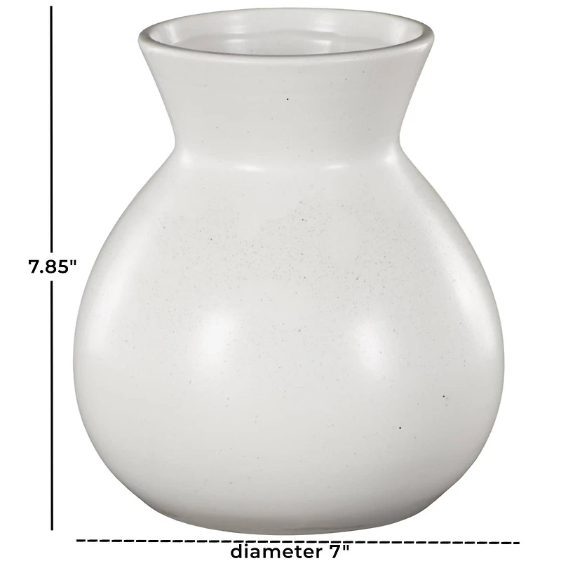 8" White Speckled Ceramic Minimalistic Vase